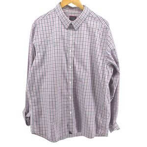 UNTUCKit Dolcetto Men's XXL Slim Fit Pink Blue Plaid Wrinkle-Free Cotton Shirt